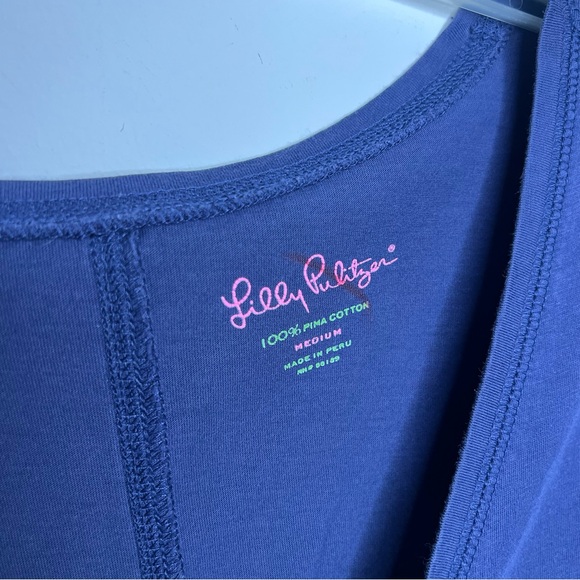 Lilly Pulitzer Eliza Dress Navy Blue Pima‎ Cotton A19 - Picture 7 of 8